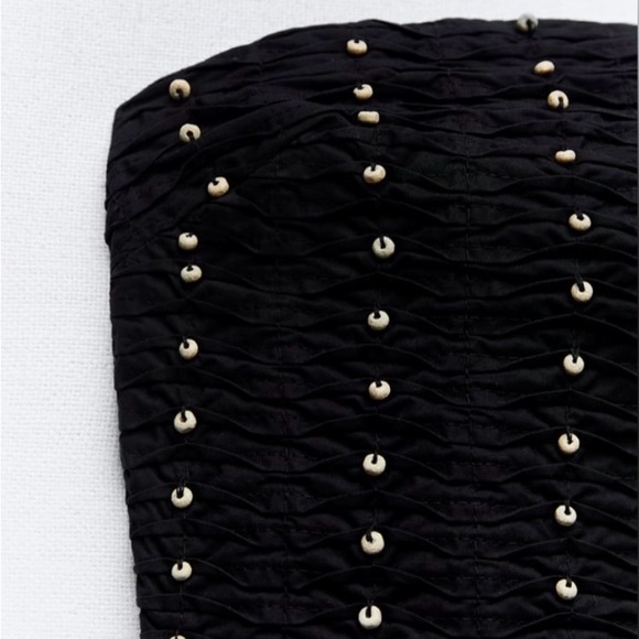 ZARA BEADED STRAPLESS TOP. SIZE M. BLACK COLOR - Picture 9 of 9